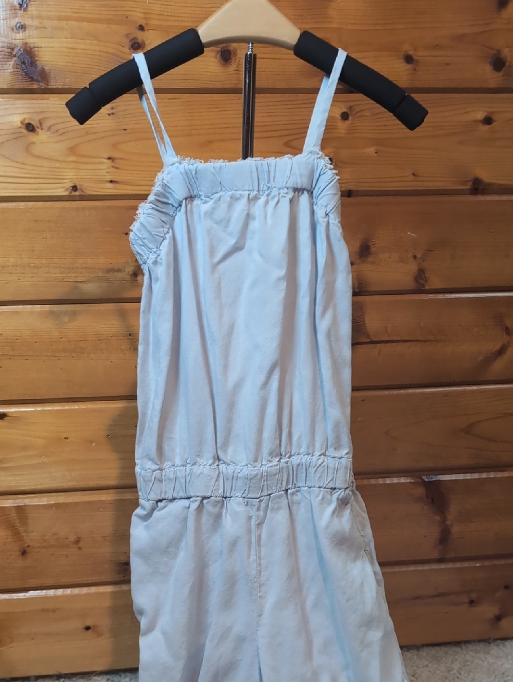 Girls Lightweight Denim Overalls With Frayed Detail